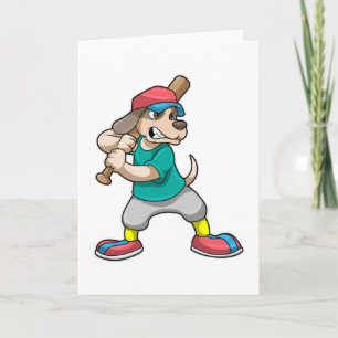 Carte Chien au baseball avec une batte de baseball