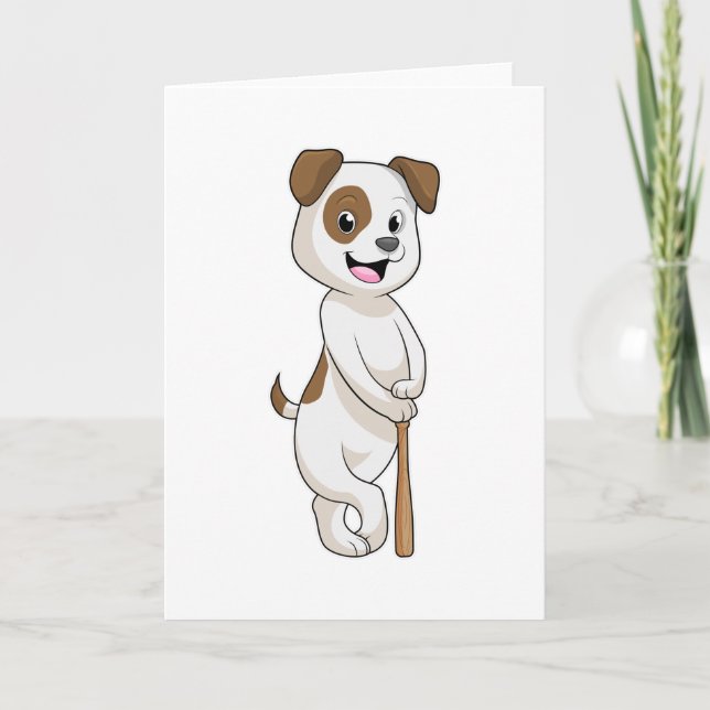 Carte Chien au baseball avec une batte de baseball (Devant)