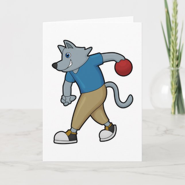 Carte Chien au bowling avec boule de bowling (Devant)