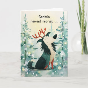 Carte Chien avec bois de renne Noël drôle