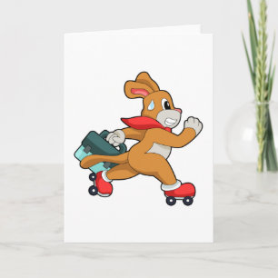Carte Chien avec des patins à roulettes