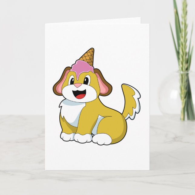 Carte Chien avec glace au gaufre (Devant)