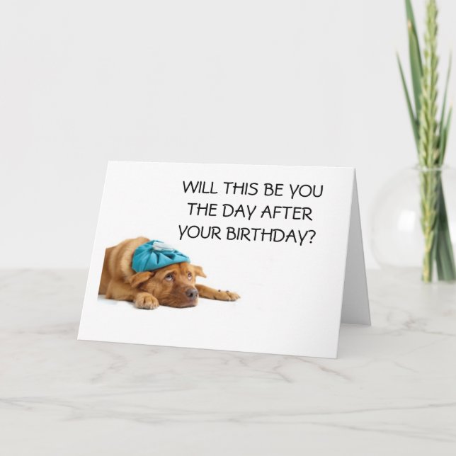 CARTE CHIEN AVEC HANGOVER HUMOUR 50ÈME (Devant)