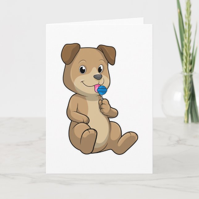 Carte Chien avec sucreries Lollipop (Devant)