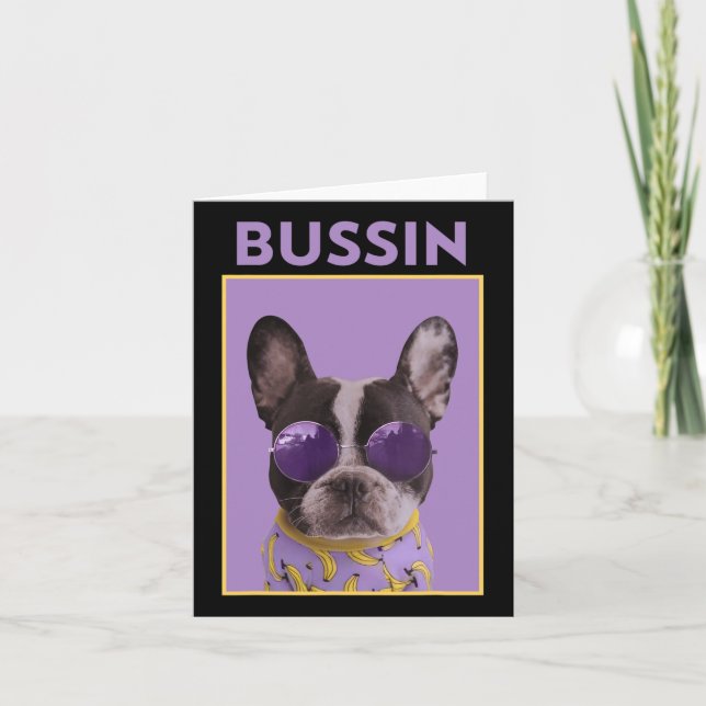 Carte Chien avec Sungles Bulldog Bussin (Devant)