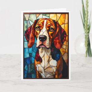 Carte Chien Basset Hound de style vitrail