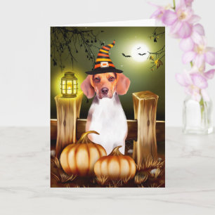 Carte Chien beagle avec sorcière Casquette Halloween idé
