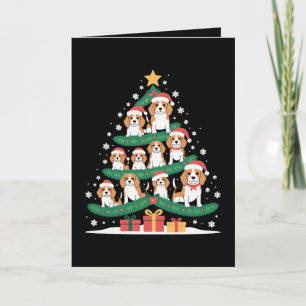 Carte Chien Beagle Noël Arbre Chapeau de Père Noël Xmas