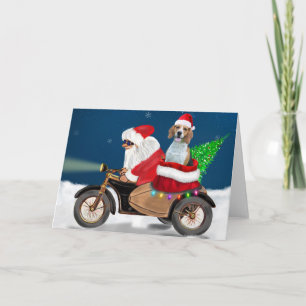 Carte Chien beagle Noël Père Noël