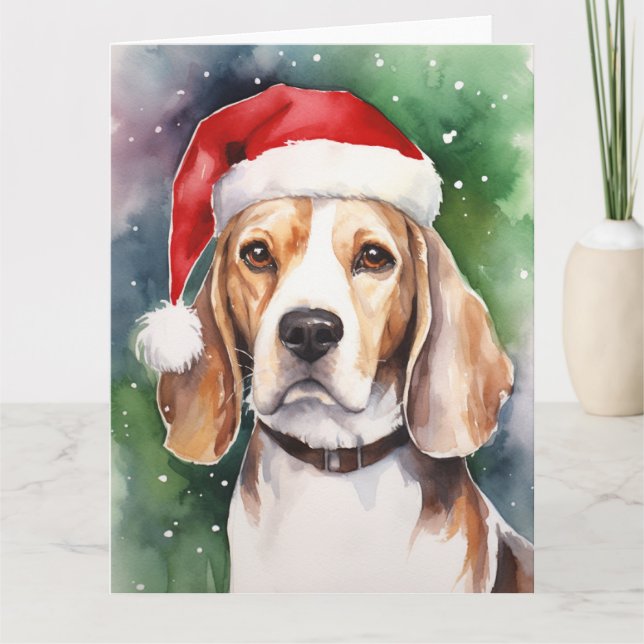 Carte Chien beagle Noël Père Noël Paws (Devant)