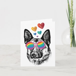 Carte Chien berger allemand avec coeur Saint-Valentin