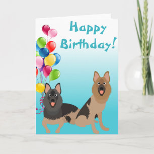 Carte Chien berger allemand avec des ballons