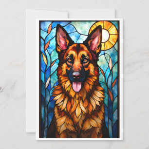 Carte Chien berger allemand de style vitrail 