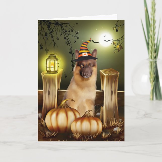 Carte Chien berger allemand en costume Halloween (Devant)