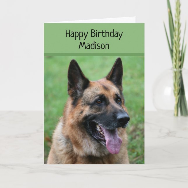 Carte Chien berger allemand, Joyeux anniversaire, person (Devant)