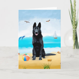 Carte Chien berger allemand noir sur la plage