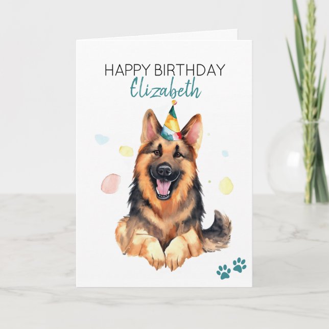 Carte Chien berger allemand Personnalisé Joyeux annivers (Devant)