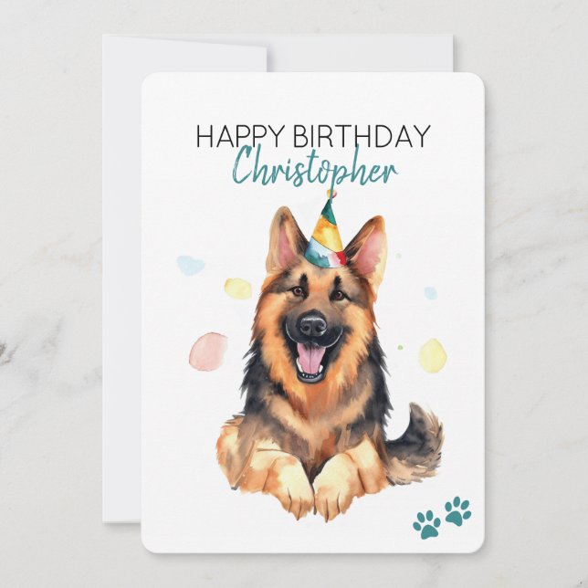 Carte Chien berger allemand Personnalisé Joyeux annivers (Devant)