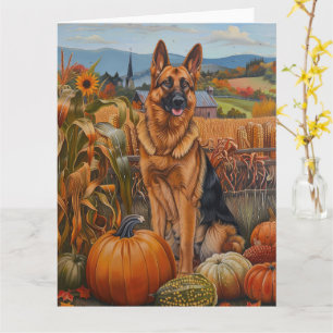 Carte Chien berger allemand récolte d'automne Thanksgivi