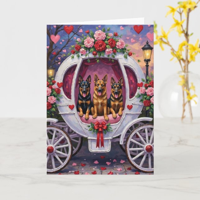 Carte Chien berger allemand Saint-Valentin  (Fleur jaune)