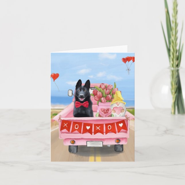 Carte Chien berger allemand Saint Valentin Coeurs de cam (Devant)