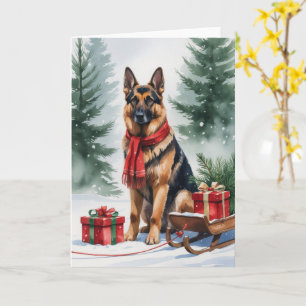 Carte Chien berger allemand voeux de Noël