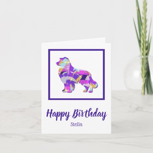 Carte Chien berger austalien Silhouette Purple PYB Funny (Devant)