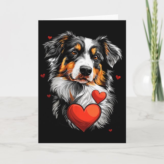 Carte Chien berger australien de la Saint-Valentin  (Devant)