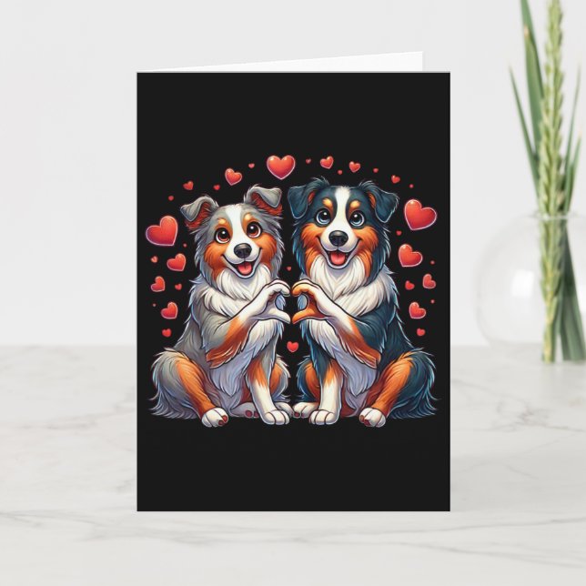 Carte Chien Berger Australien de la Saint-Valentin faisa (Devant)