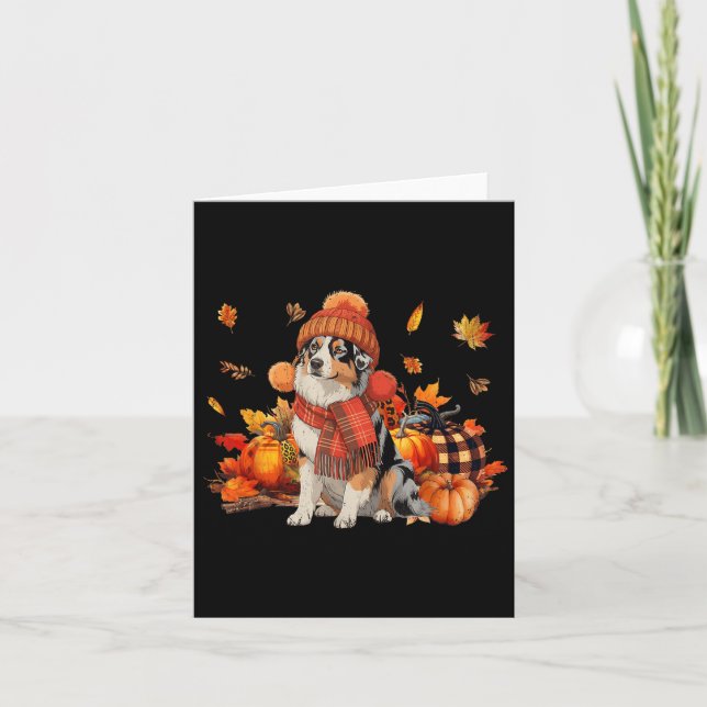 Carte Chien Berger Australien Écharpe d'automne Léopard  (Devant)