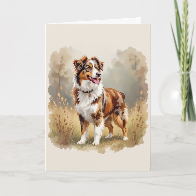 Carte Chien berger australien Rouge Merle Aussie (Devant)