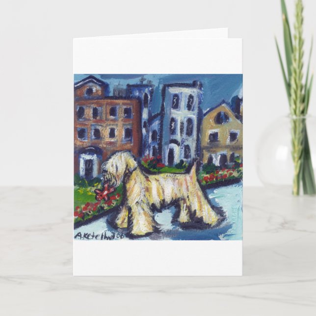 Carte chien blond comme les blés de ville (Devant)