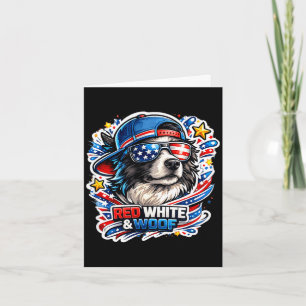 Carte Chien border collie drôle rouge blanc et ouah ouah