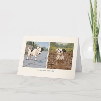 Carte Chien boueux drôle avec prudence sélective