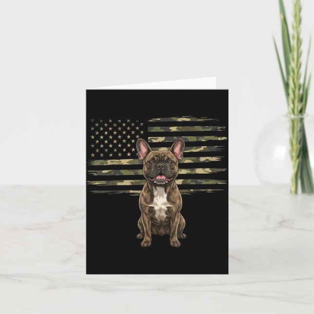 Carte Chien Bouledogue Français Camouflage Drapeau Améri (Devant)