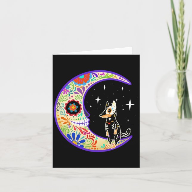 Carte Chien Bouvier Australien Dia De Los Muertos (Devant)
