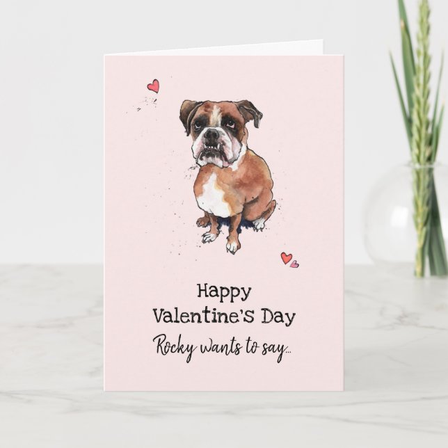 Carte Chien Boxer Brown et blanc Valentine's day Card (Devant)