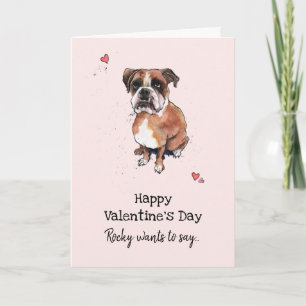 Carte Chien Boxer Brown et blanc Valentine's day Card