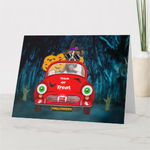 Carte Chien Boxer Conduisant une Voiture Halloween Effra