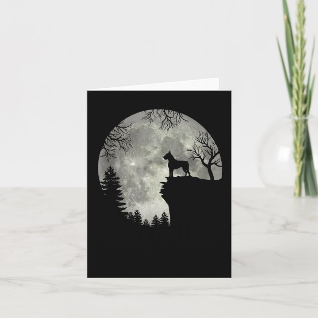 Carte Chien Boxer Et Halloween De La Lune (Devant)