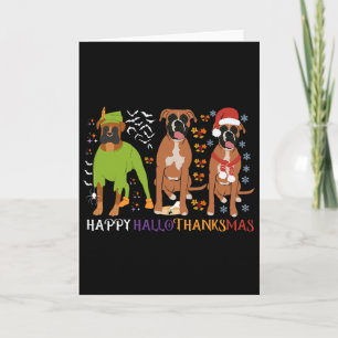 Carte Chien Boxer Joyeux Hallothanksmas Noël Amateur de 