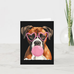 Carte Chien Boxer soufflant du Bubble Gum pour la Saint-