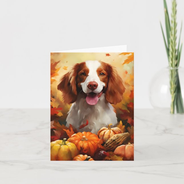 Carte Chien breton Automne Thanksgiving (Devant)
