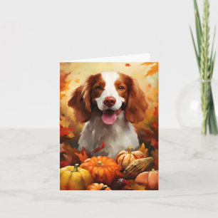 Carte Chien breton Automne Thanksgiving