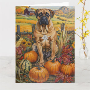 Carte Chien Bullmastiff Récolte d'automne Action de grâc