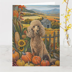 Carte Chien Caniche Récolte d'Automne Action de Grâce
