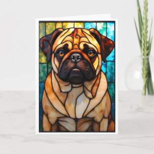 Carte Chien Carlin de style vitrail
