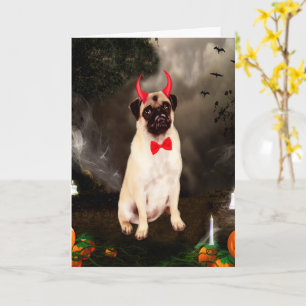 Carte Chien carlin en costume d'Halloween