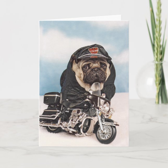 Carte Chien Carlin moto-moto (Devant)