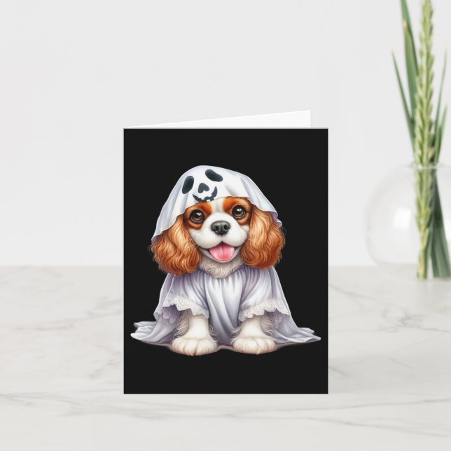 Carte Chien Cavalier King Charles Spaniel Fantôme Drôle  (Devant)